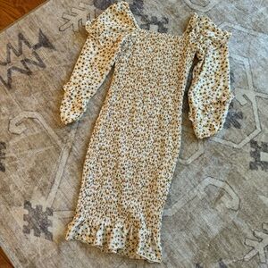 Pretty garden dress with yellow and blue floral pattern